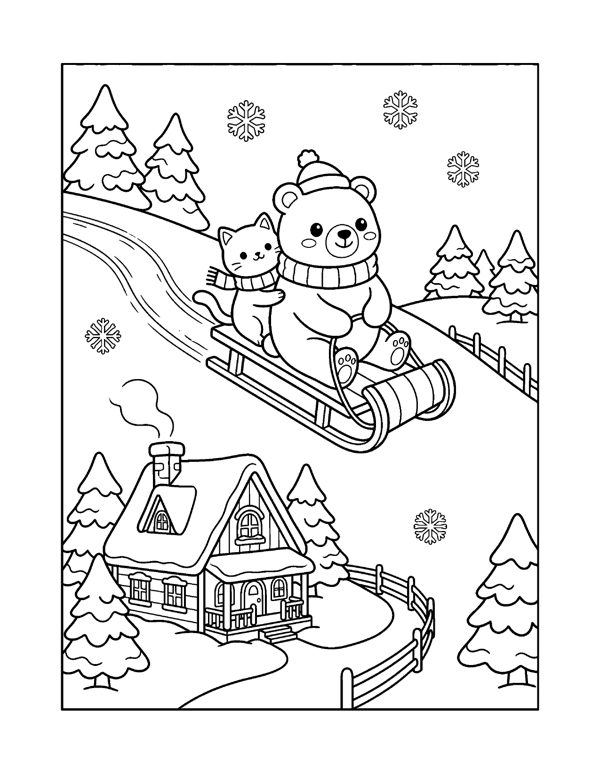 Cozy Winter Coloring Pages for Adults & Teens page 6
