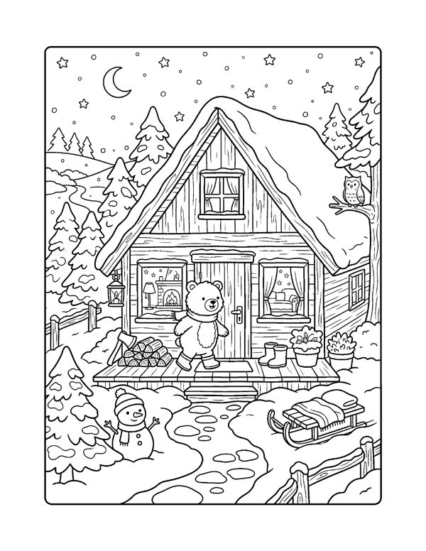 Cozy Winter Coloring Pages for Adults & Teens page 8
