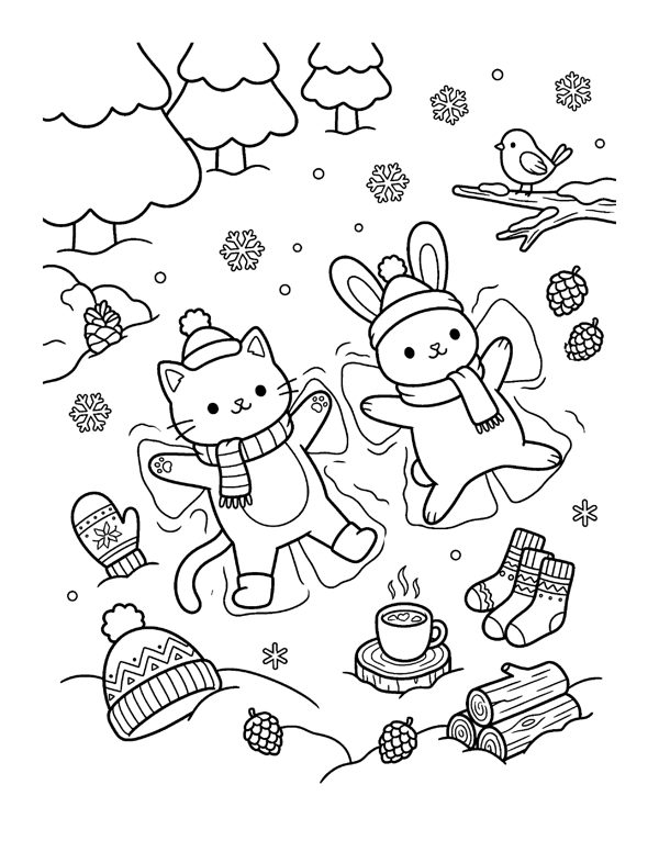 Cozy Winter Coloring Pages for Adults & Teens page 14