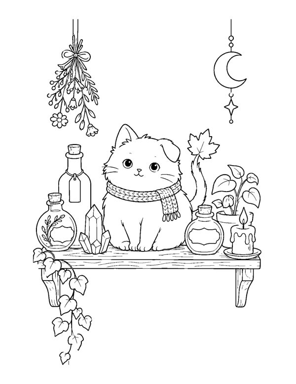 Cozy Witch Coloring Pages page 3