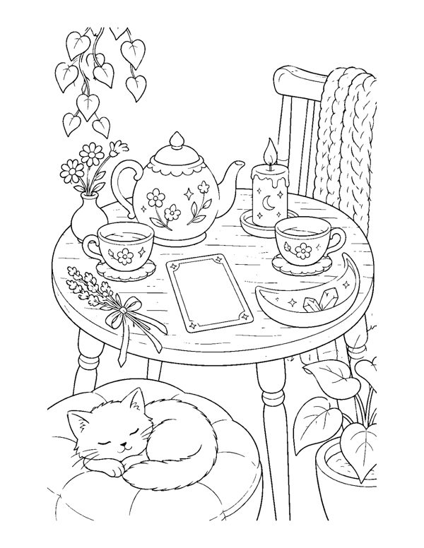 Cozy Witch Coloring Pages page 6