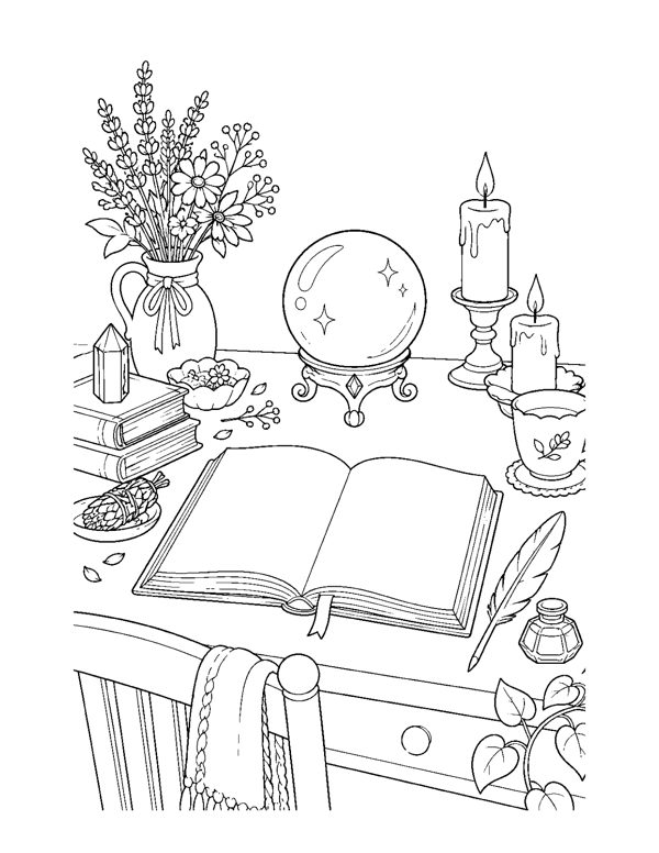 Cozy Witch Coloring Pages page 9