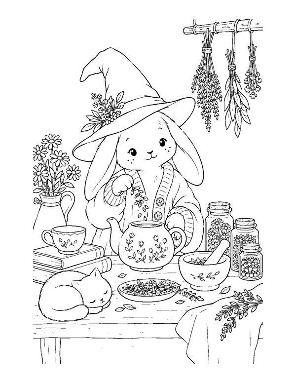 Cozy Witch Coloring Pages page 11
