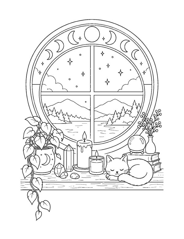 Cozy Witch Coloring Pages page 12
