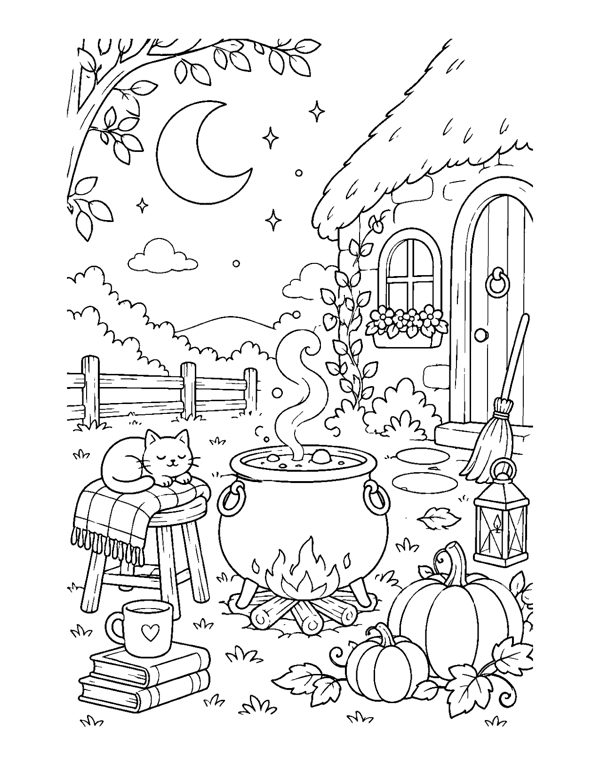 Cozy Witch Coloring Pages page 14