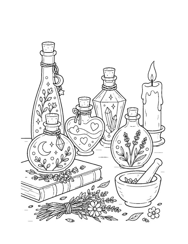 Cozy Witch Coloring Pages page 17