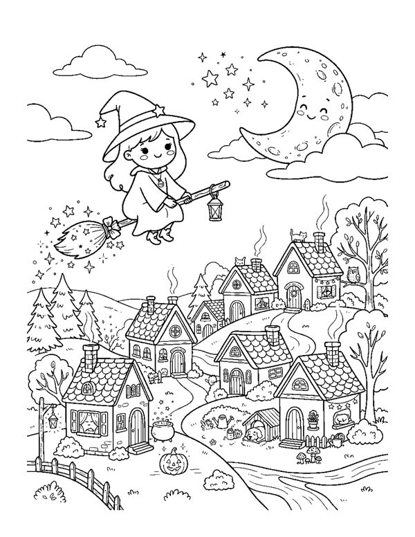 Cozy Witch Coloring Pages page 19