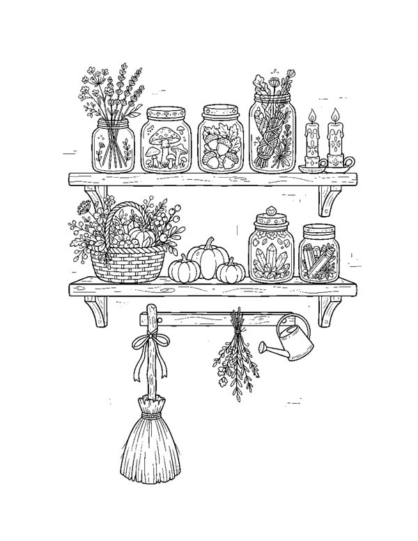 Cozy Witch Coloring Pages page 20