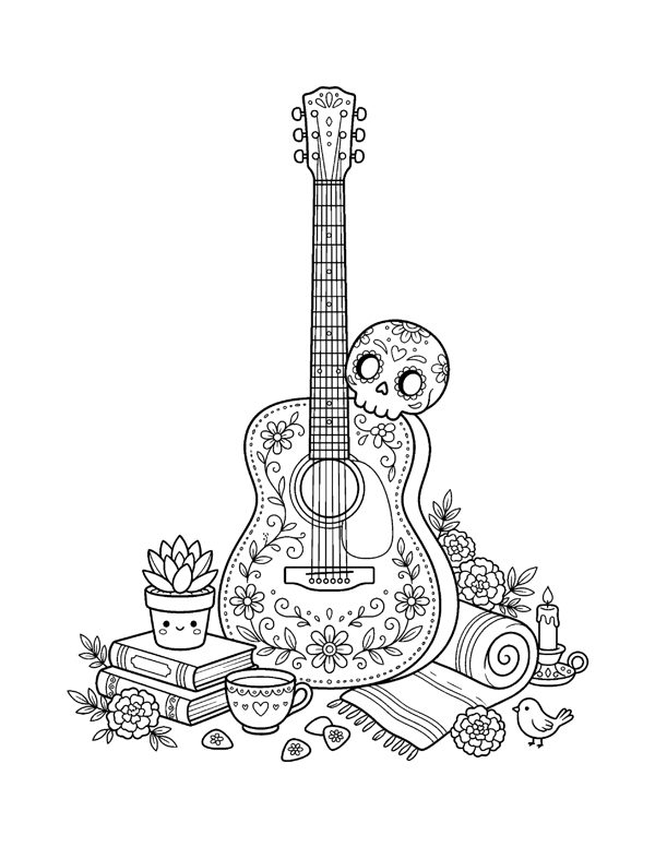 Cozy Day of the Dead Coloring Pages page 10