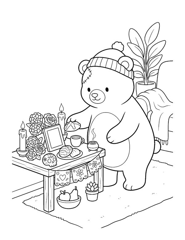 Cozy Day of the Dead Coloring Pages page 16