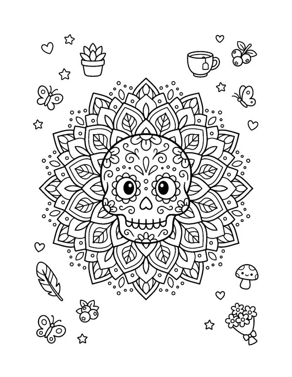 Cozy Day of the Dead Coloring Pages page 17