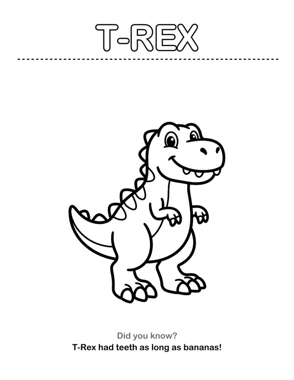 Dinosaur Coloring Pages with Name Tracing & Facts (Ages 3-5)