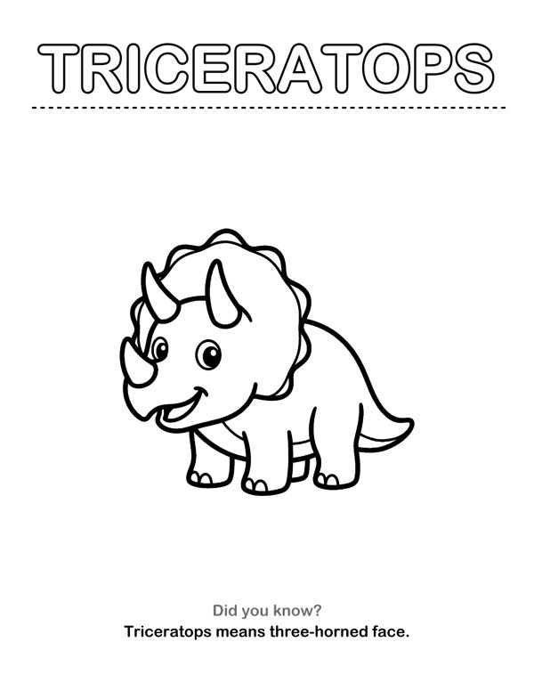 Dinosaur Coloring Pages with Name Tracing & Facts (Ages 3-5) page 2