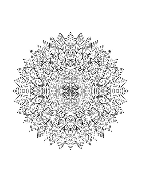 Sunflower Mandala Coloring Page - Fall Mandala Coloring Pages