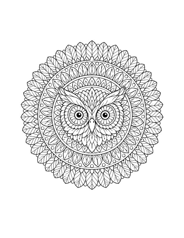 Owl Mandala Coloring Page - Fall Mandala Coloring Pages