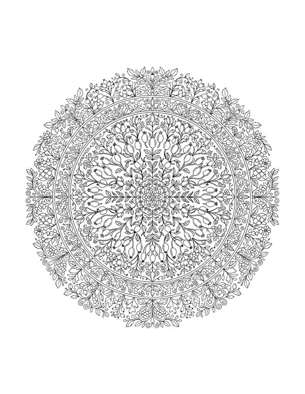 Berries Mandala Coloring Page - Fall Mandala Coloring Pages