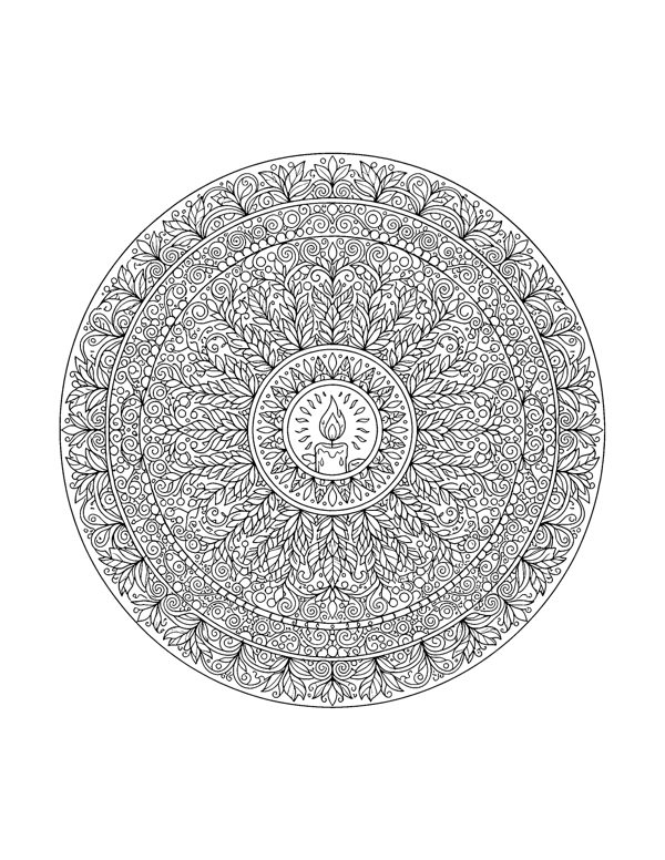 Candle Mandala Coloring Page - Fall Mandala Coloring Pages