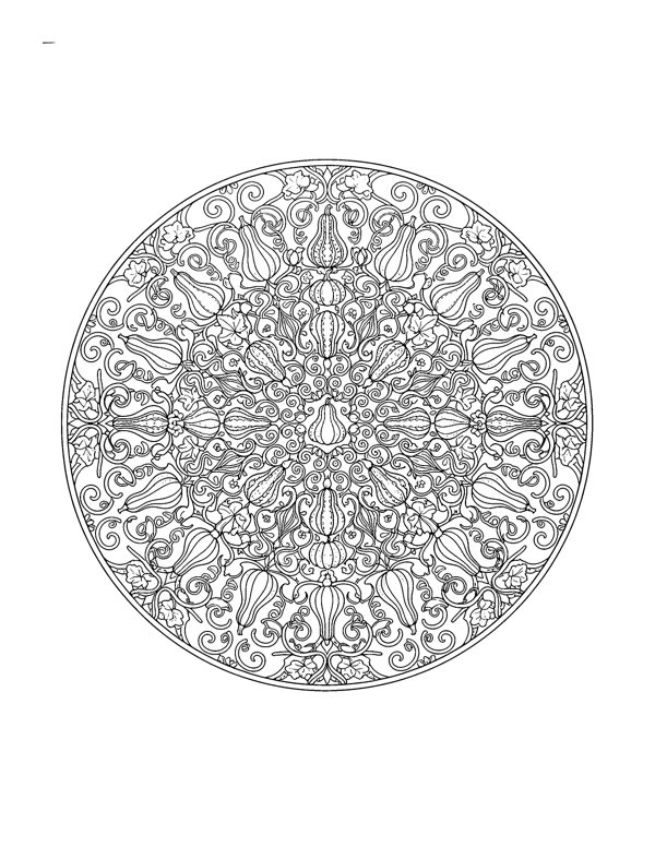 Gourd Mandala Coloring Page - Fall Mandala Coloring Pages