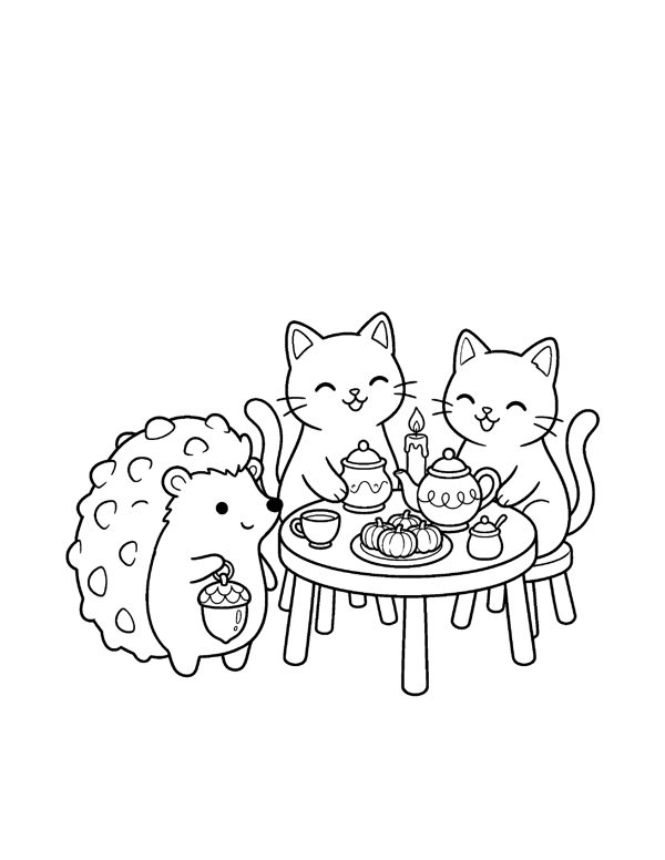 Cozy Halloween Cat Coloring Pages page 6
