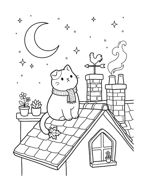 Cozy Halloween Cat Coloring Pages page 19
