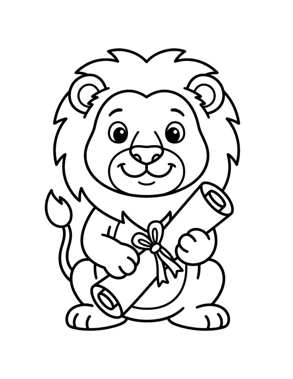 Lion Scroll Coloring Page - Hanukkah Coloring Pages