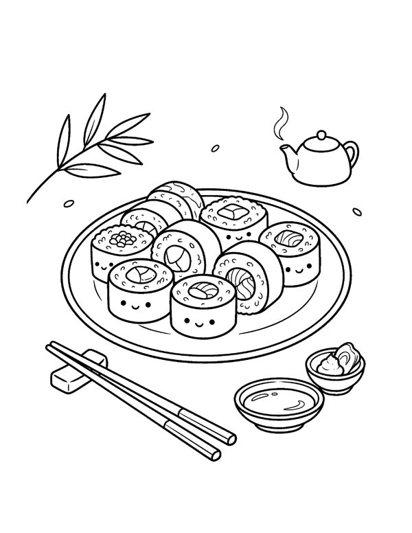 Kawaii Food Coloring Pages for Teens & Kids page 2