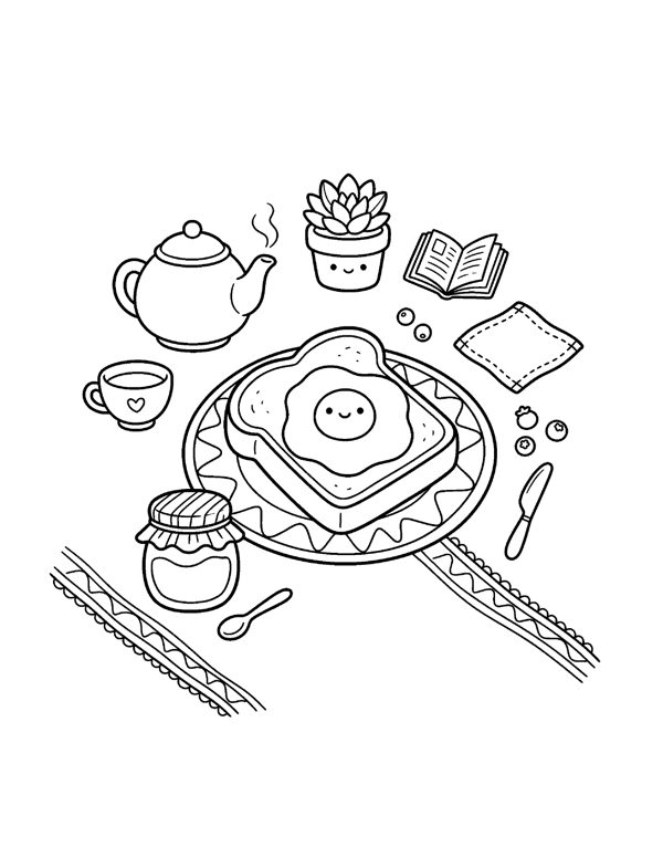 Kawaii Food Coloring Pages for Teens & Kids page 6