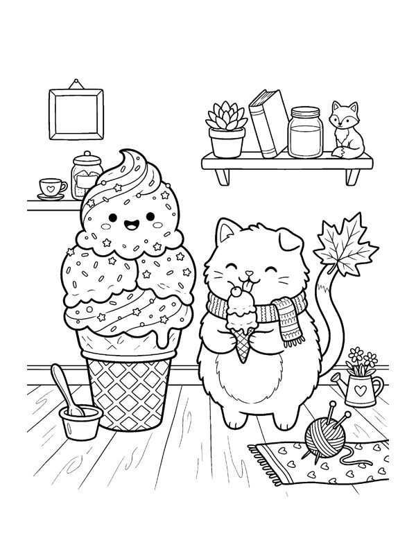 Kawaii Food Coloring Pages for Teens & Kids page 7