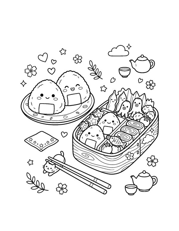 Kawaii Food Coloring Pages for Teens & Kids page 8