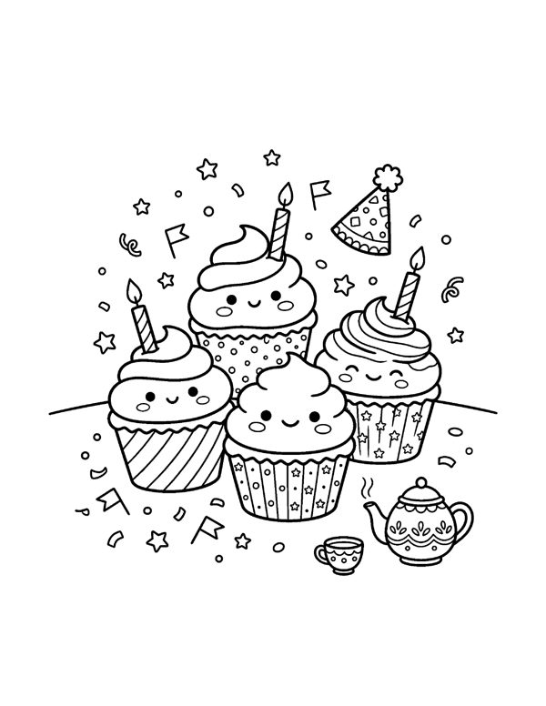 Kawaii Food Coloring Pages for Teens & Kids page 9