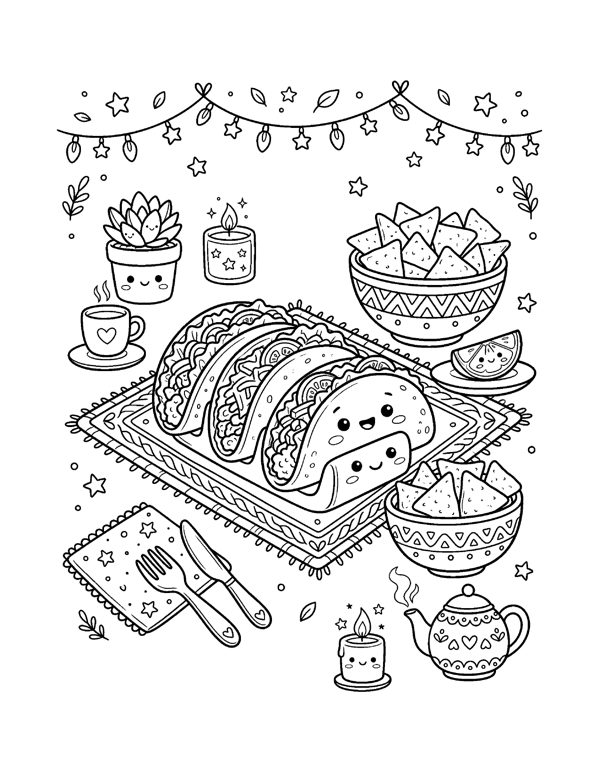 Kawaii Food Coloring Pages for Teens & Kids page 10
