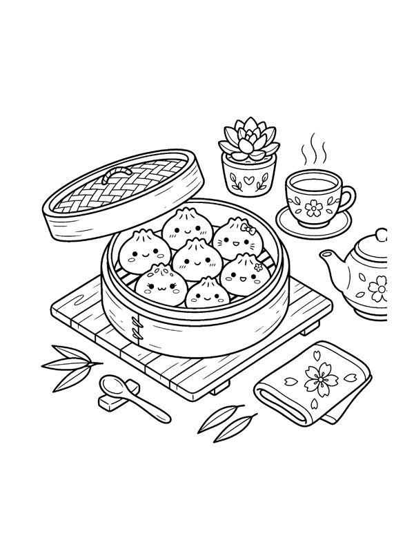 Kawaii Food Coloring Pages for Teens & Kids page 13