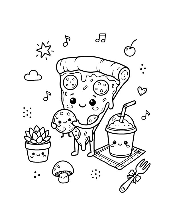Kawaii Food Coloring Pages for Teens & Kids page 16