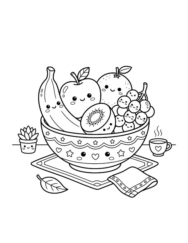 Kawaii Food Coloring Pages for Teens & Kids page 17