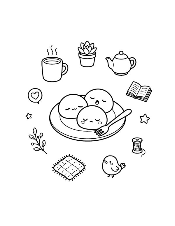 Kawaii Food Coloring Pages for Teens & Kids page 18