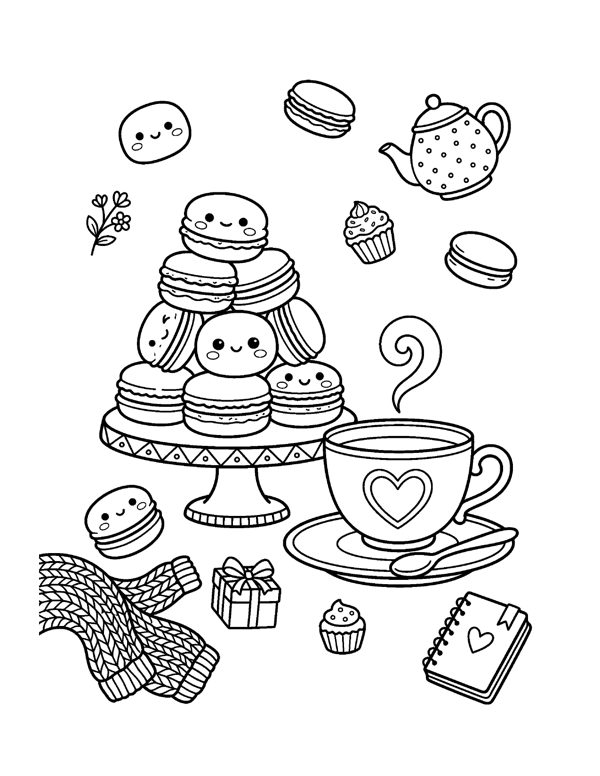 Kawaii Food Coloring Pages for Teens & Kids page 20