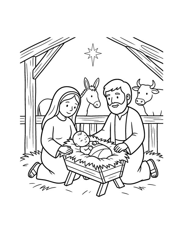 Nativity Coloring Pages for Kids page 2