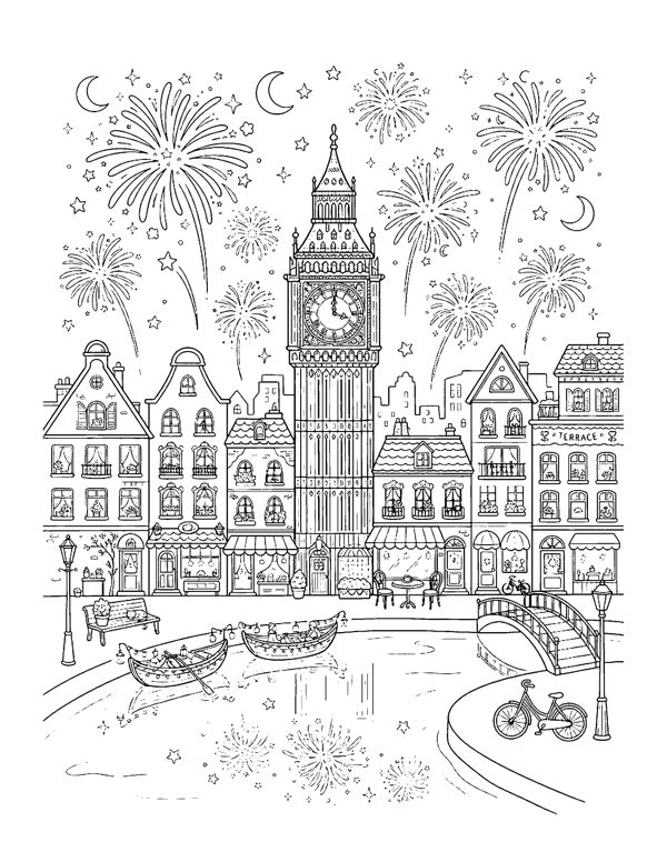 Cozy New Year Coloring Pages page 12