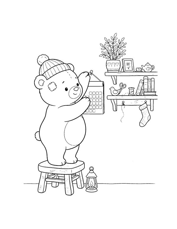 Cozy New Year Coloring Pages page 13