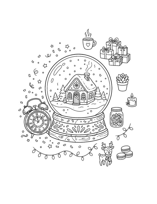 Cozy New Year Coloring Pages page 17