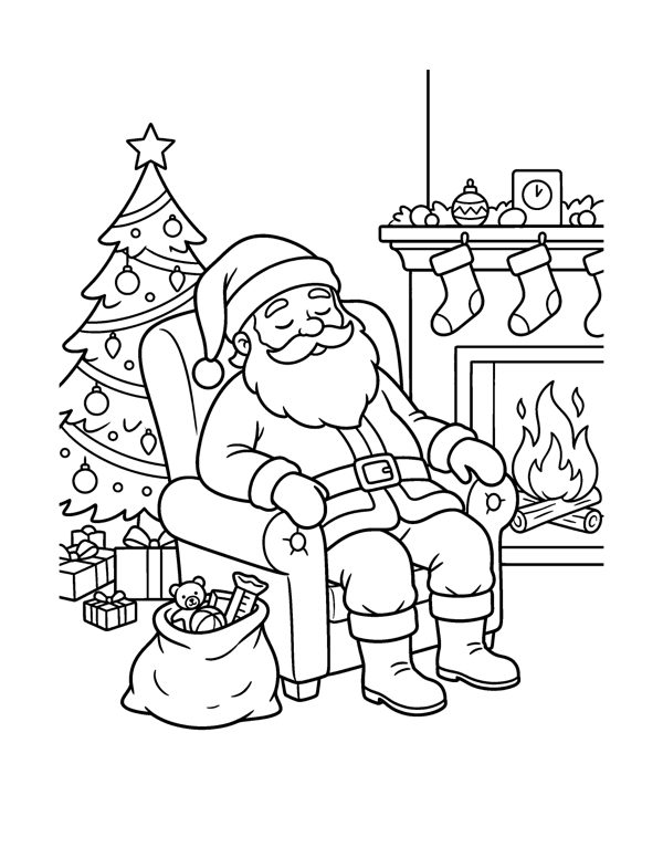Santa Coloring Pages for Kids page 20