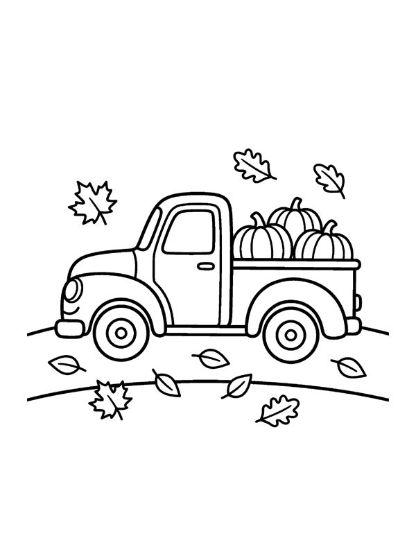 Pumpkin Truck Coloring Page - Thanksgiving Coloring Pages