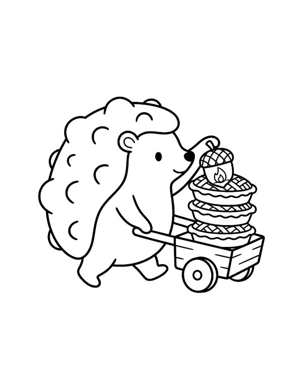 Momo Pie Cart Coloring Page - Thanksgiving Coloring Pages