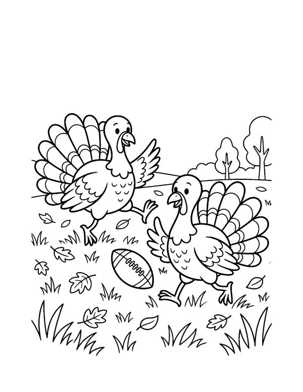 Turkey Soccer Coloring Page - Thanksgiving Coloring Pages