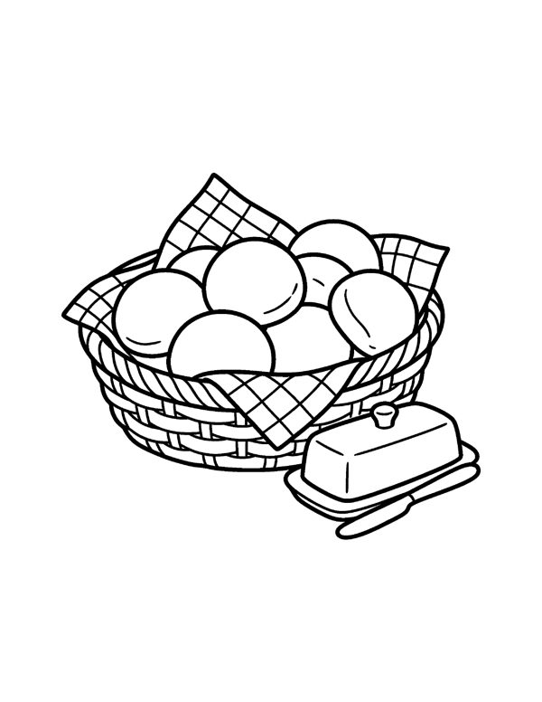 Bread Basket Rolls Coloring Page - Thanksgiving Coloring Pages