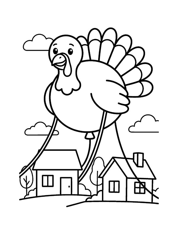 Turkey Parade Balloon Coloring Page - Thanksgiving Coloring Pages