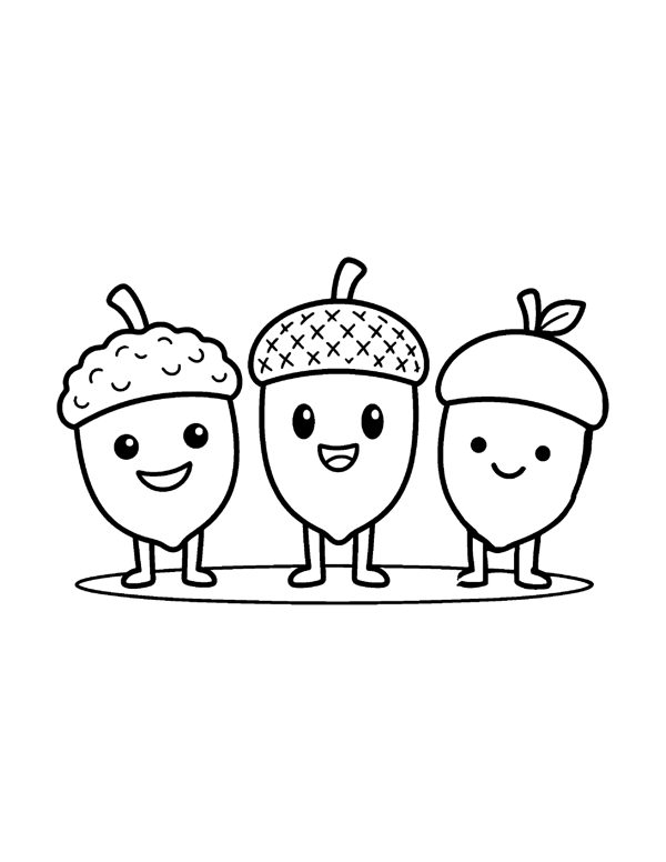 Acorn Family Coloring Page - Thanksgiving Coloring Pages