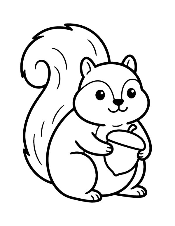 Squirrel Round Coloring Page - Thanksgiving Coloring Pages