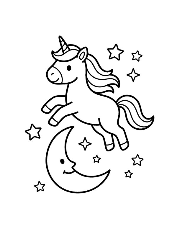 Unicorn & Mermaid Coloring Pages for Kids page 3