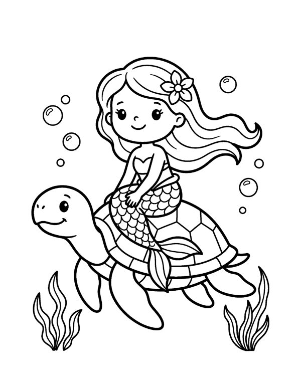 Unicorn & Mermaid Coloring Pages for Kids page 16